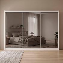Guarda-Roupa Grande Casal 3 Portas de Correr com 3 Espelhos e 6 Gavetas Vit Guarda-Roupa Grande Casal 3 Portas de Correr com 3 Espelhos e 6 Gavetas Vit