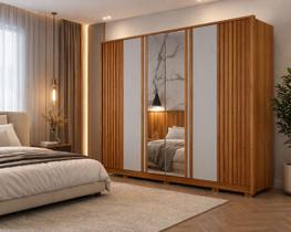 Guarda roupa grande MDF ripado espelho 6 portas Premium Arbo Guarda roupa grande MDF ripado espelho 6 portas Premium Arbo