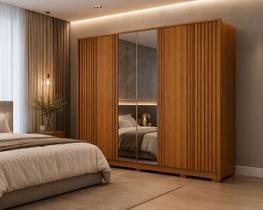 Guarda roupa grande MDF ripado espelho 6 portas Premium Arbo Guarda roupa grande MDF ripado espelho 6 portas Premium Arbo