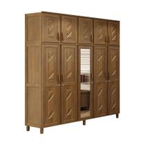 Guarda-Roupa Grécia Casal Imbuia 10 Portas Espelho 3 Gavetas Maleiro Madeira Maciça de Pinus - Cavazotto