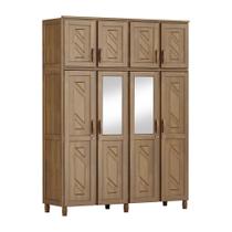 Guarda-Roupa Grécia Casal Imbuia 8 Portas Espelho 3 Gavetas Maleiro Madeira Maciça de Pinus - Cavazotto