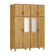 Guarda-Roupa Grécia Casal Mel com Espelho 8 Portas 3 Gavetas e Maleiro Madeira Maciça de Pinus - Cavazotto