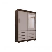 Guarda Roupa Guarda Roupa New Star 2 Portas 6 Gavetas Savana-off White com Espelho