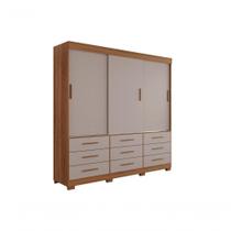 Guarda Roupa Guarda-roupa New Star 3 Portas de Bater 9 Gavetas Cinamomo-off White