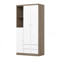 Guarda-Roupa Henn Bala de Menta IA110 3 Portas 2 Gavetas com Cabideiro Rústico/Branco Guarda-Roupa Henn Bala de Menta IA110 3 Portas 2 Gavetas com Cabideiro Rústico/Branco
