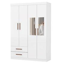 Guarda Roupa Hercules Solteiro 4 Portas 2 Gavetas Carioca Cor Branco