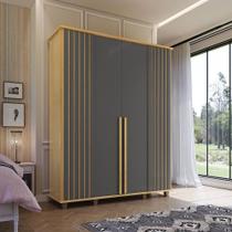 Guarda Roupa Holanda Ripado Cinamomo/Grafite - RV Móveis