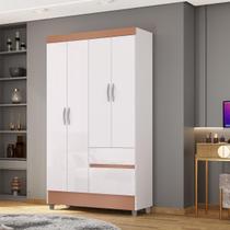 Guarda-Roupa Ideal Plus 4 Portas 2 Gavetas Branco/Camarim - Vila Rica Guarda-Roupa Ideal Plus 4 Portas 2 Gavetas Branco/Camarim - Vila Rica