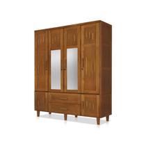 Guarda-roupa Imperatriz 4 Portas Castanho com Espelho