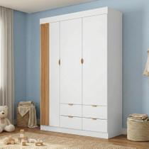 Guarda-Roupa Infantil 100% MDF 3 Portas e 4 Gavetas Ayla Branco