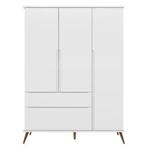 Guarda Roupa Infantil 100% MDF 3 Portas Pés Retrô Mel P04 Branco - Mpozenato