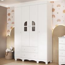 Guarda-roupa Infantil 122cm com Vidro 4 Portas e 2 Gavetas Aurora Multimóveis MP4498 Guarda-roupa Infantil 122cm com Vidro 4 Portas e 2 Gavetas Aurora Multimóveis MP4498