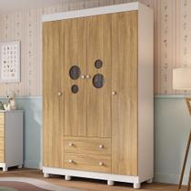 Guarda-roupa Infantil 122cm Com Vidro 4 Portas E 2 Gavetas Bombom Multimóveis Mp4463 Branco/madeirado Guarda-roupa Infantil 122cm Com Vidro 4 Portas E 2 Gavetas Bombom Multimóveis Mp4463 Branco/madeirado