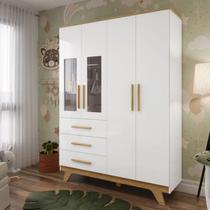 Guarda Roupa Infantil 154,8cm 4 Portas com Janela 3 Gavetas 100% MDF Retrô Espresso Móveis Branco/Amêndoa Guarda Roupa Infantil 154,8cm 4 Portas com Janela 3 Gavetas 100% MDF Retrô Espresso Móveis Branco/Amêndoa