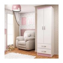 Guarda-roupa Infantil 2 Portas 2 Gavetas Atalaia - Branco / Rosa Branco / Rosa