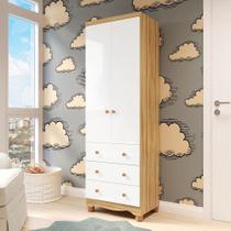 Guarda-Roupa Infantil 2 Portas 3 Gavetas 100% MDF Smim New Branco Brilho/Amêndoa Guarda-Roupa Infantil 2 Portas 3 Gavetas 100% MDF Smim New Branco Brilho/Amêndoa