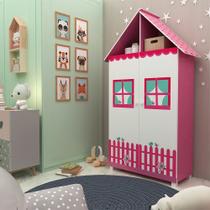 Guarda Roupa Infantil 2 Portas Casinha Rosa Pink Ploc - Gelius Móveis