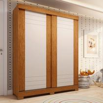 Guarda-roupa Infantil 2 Portas de Correr 140cm X 188cm 100% Mdf Lunara Espresso Móveis Cinamomo/Off White