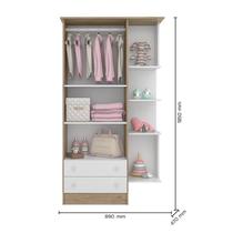 Guarda Roupa Infantil 2 Portas e 2 Gavetas Doce Sonho Carvalho/Branco com Nicho - Qmovi Guarda Roupa Infantil 2 Portas e 2 Gavetas Doce Sonho Carvalho/Branco com Nicho - Qmovi