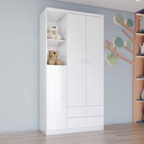 Guarda Roupa Infantil 3 Portas 2 Gavetas 2 Nichos Faz de Conta Espresso Móveis Branco