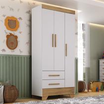 Guarda Roupa Infantil 3 Portas 2 Gavetas Branco/Natural Tic Tac Espresso Móveis