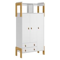 Guarda Roupa Infantil 3 Portas 2 Gavetas com Nicho Fantasia Branco Acetinado - Qmovi