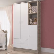 Guarda-Roupa Infantil 3 Portas 2 Gavetas Fresno/Branco - Percasa