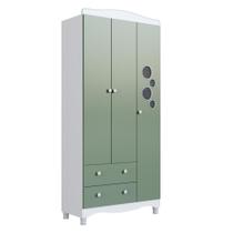 Guarda Roupa Infantil 3 Portas 2 Gavetas Linha Encanto 90cm Branco/Verde - Completa Móveis Guarda Roupa Infantil 3 Portas 2 Gavetas Linha Encanto 90cm Branco/Verde - Completa Móveis