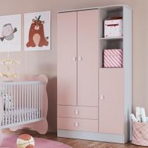 Guarda-Roupa Infantil 3 Portas 2 Gavetas Rosa 1410 - Percasa