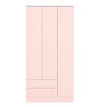 Guarda Roupa Infantil 3 Portas 2 Gavetas Rosa Acetinado