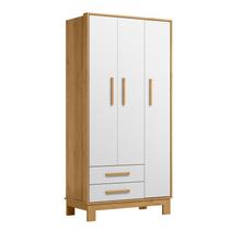 Guarda Roupa Infantil 3 Portas 2 Gavetas Slim Freijo/Branco