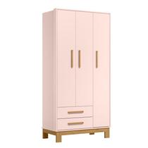 Guarda Roupa Infantil 3 Portas 2 Gavetas Slim Rosa
