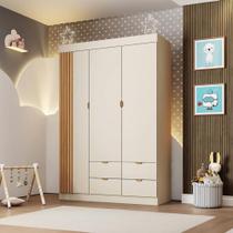Guarda Roupa Infantil 3 Portas 4 Gavetas Ripado Ayla Phoenix Baby