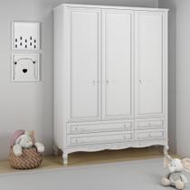 Guarda Roupa Infantil 3 Portas 4 Gavetas Versailles Timber Branco