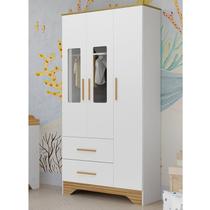 Guarda-roupa Infantil 3 Portas com Janelas Retangulares e 2 Gavetas 100% Mdf Liam