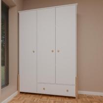 Guarda-roupa Infantil 3 Portas e 1 Gaveta Arredus Madeira Maçica / MDF Branco/Natural