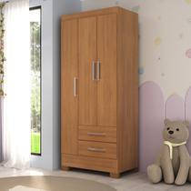 Guarda-Roupa Infantil 3 Portas e 2 Gavetas Amy Espresso Móveis Bege/Cinamomo