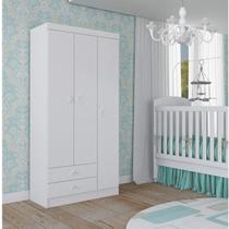 Guarda Roupa Infantil 3 Portas Happy Baby Atualle Móveis Flex Color Branco/Rosa