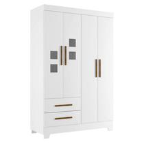Guarda Roupa Infantil 4 Portas 2 Gavetas Fly Branco Amadeirado Flex - Tigus Guarda Roupa Infantil 4 Portas 2 Gavetas Fly Branco Amadeirado Flex - Tigus