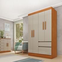 Guarda Roupa Infantil 4 Portas 2 Gavetas Oregon TCIL Móveis Cinamomo/Off White Guarda Roupa Infantil 4 Portas 2 Gavetas Oregon TCIL Móveis Cinamomo/Off White