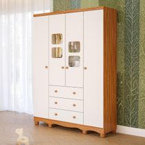 Guarda Roupa Infantil 4 Portas 3 Gavetas 100% MDF Uli - Faura Guarda Roupa Infantil 4 Portas 3 Gavetas 100% MDF Uli - Faura