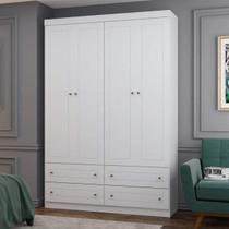 Guarda Roupa Infantil 4 Portas 4 Gavetas Nova York Espresso Branco