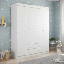 Guarda Roupa Infantil 4 Portas e 2 Gavetas 100% MDF Elisa Branco Guarda Roupa Infantil 4 Portas e 2 Gavetas 100% MDF Elisa Branco