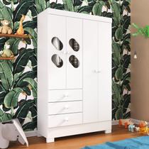 Guarda Roupa Infantil 4 Portas e 3 Gavetas Tic Tac Branco