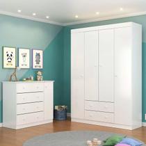 Guarda roupa Infantil 4 portas mais Comoda Sapateira Branca Guarda roupa Infantil 4 portas mais Comoda Sapateira Branca