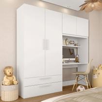 Guarda Roupa Infantil 4 Pts 2 Gav Com Escrivaninha Joy Branco - M.a