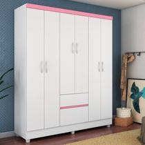 Guarda-roupa Infantil 6 Portas Nuvem Branco/Rosa Guarda-roupa Infantil 6 Portas Nuvem Branco/Rosa