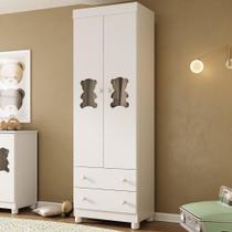 Guarda-roupa Infantil 62cm 2 Portas com Vidro e 2 Gavetas Fofura Multimóveis MP4481
