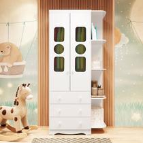 Guarda-roupa Infantil 85cm 2 Portas 3 Gavetas com Janelas e Prateleira Ezra 100% Mdf Espresso Móve Guarda-roupa Infantil 85cm 2 Portas 3 Gavetas com Janelas e Prateleira Ezra 100% Mdf Espresso Móve