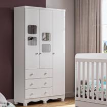 Guarda-Roupa Infantil 91cm 3 Portas 3 Gavetas com Janelas e Pés Mimo 100% MDF Espresso Móveis